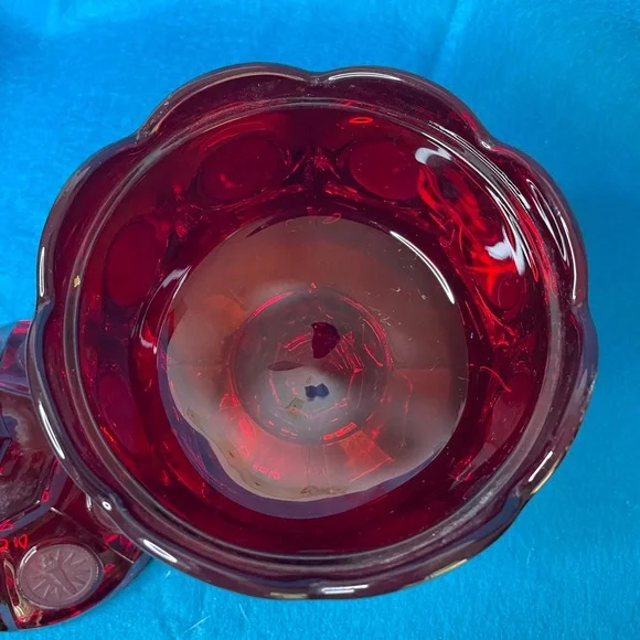 Vintage Fostoria Ruby Red Glass Coin Covered Wedding Bowl/Candy Dish w/Lid. - Picture 5 of 13